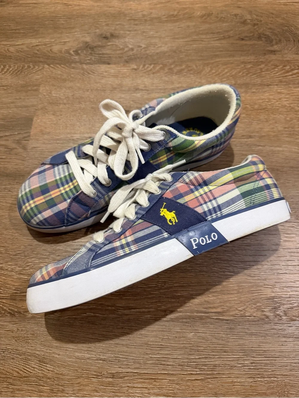 Polo Ralph Lauren Gillian Vintage BL Madras Plaid Sneakers Men’s 10B Narrow